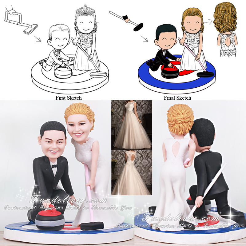 curling wedding cake topper